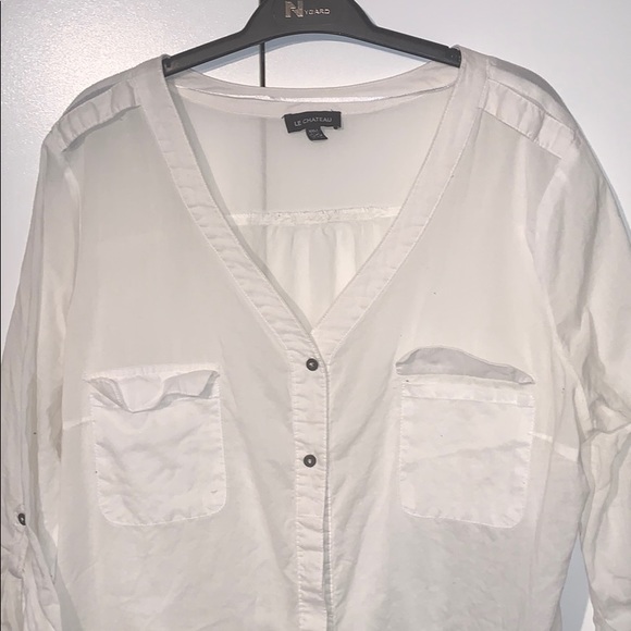 Le Chateau white button-down utility blouse - Picture 2 of 5